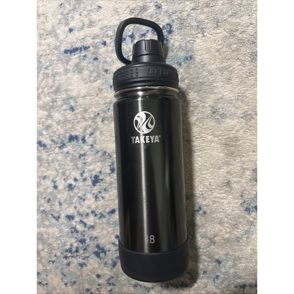 TAKEYA 18oz Black Stainless Steel Insulated Water Bottle BPA-Free Dishwash Safe